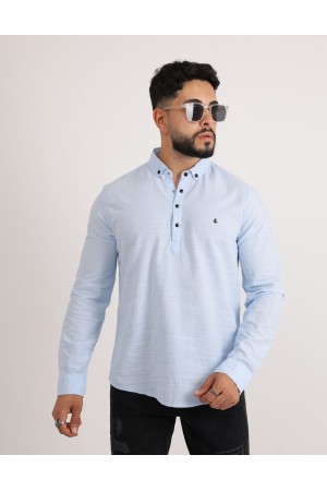 Cliento Flam Keten Günlük Minimalist Tarz Erkek Gömlek