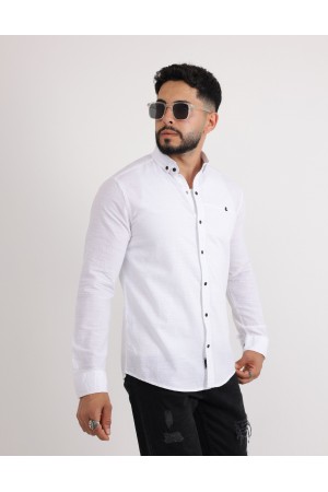 Cliento Flam Keten Rahat Kesim Günlük Erkek Gömlek