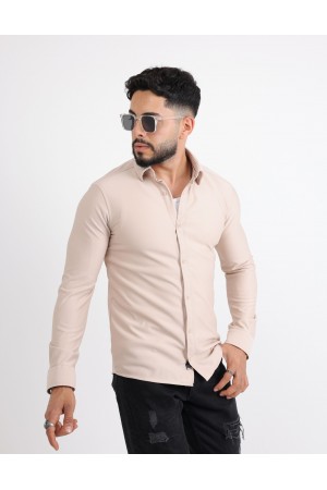 Cliento Likralı Örme Dabıl Kumaş Düğmeli Günlük Erkek Gömlek