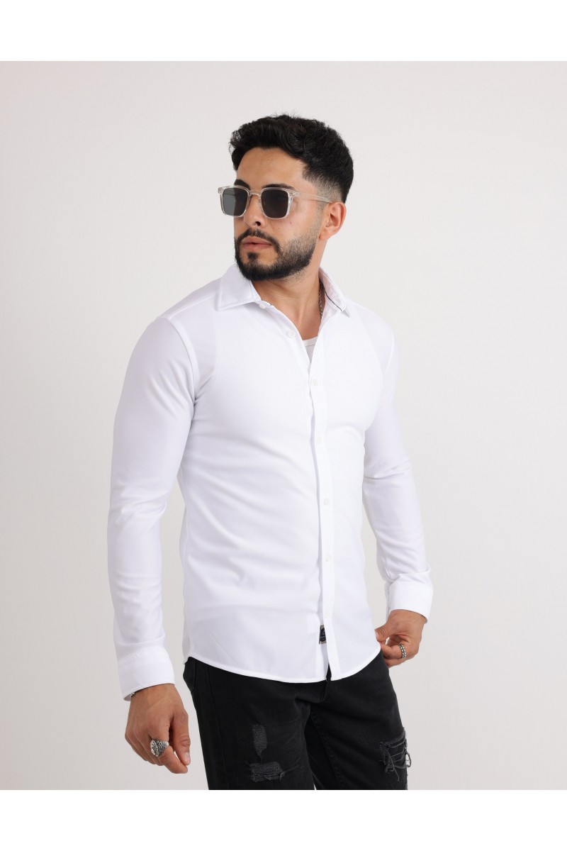 Cliento Likralı Örme Dabıl Kumaş Düğmeli Günlük Erkek Gömlek