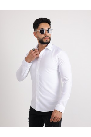 Cliento Likralı Örme Dabıl Kumaş Düğmeli Günlük Erkek Gömlek