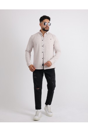 Cliento Likralı Örme Kumaş Düğmeli Modern Erkek Gömlek