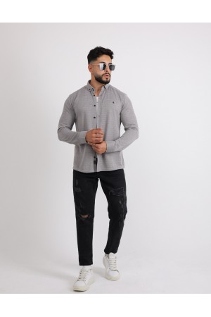 Cliento Likralı Örme Kumaş Düğmeli Modern Erkek Gömlek
