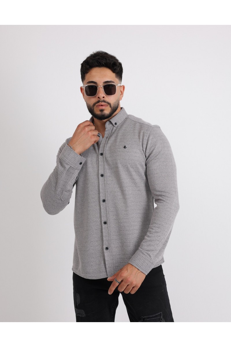 Cliento Likralı Örme Kumaş Düğmeli Modern Erkek Gömlek