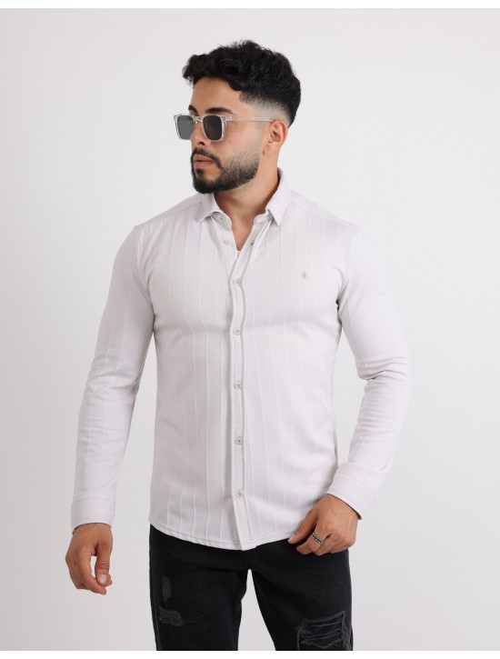 Cliento Likralı Örme Waffle Klasik ve Modern Erkek Gömlek