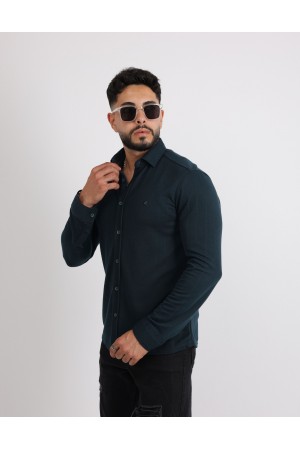 Cliento Likralı Örme Waffle Klasik ve Modern Erkek Gömlek