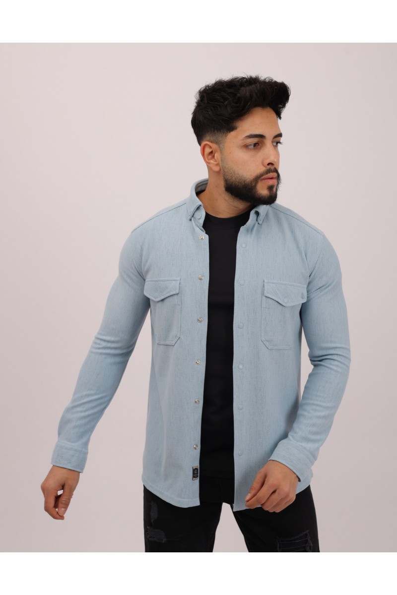 Minimalist Tasarım Likralı Örme Jakarlı Erkek Gömlek