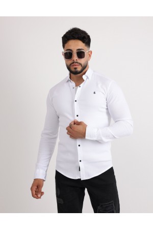 Cliento Modern Slim Fit Casual Likralı Pamuklu Armürlü Erkek Gömlek