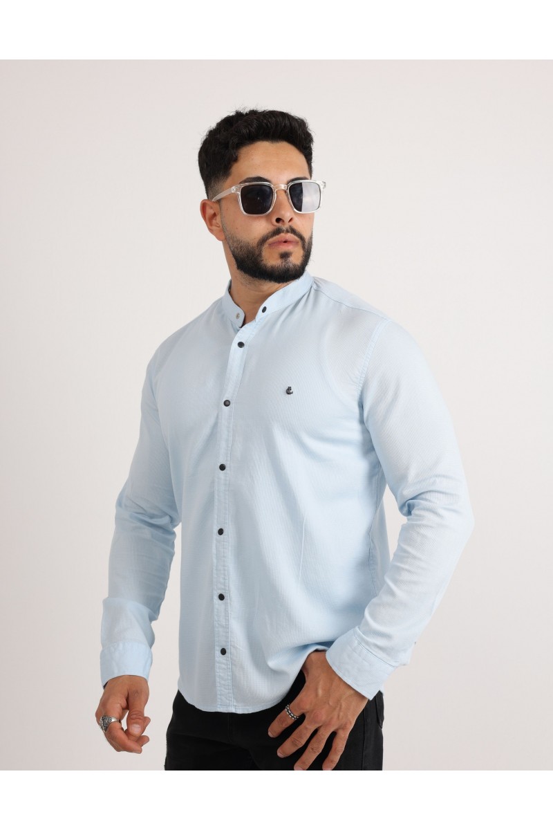 Cliento Likralı Pamuklu Armürlü Kumaş Casual Modern Erkek Gömlek 