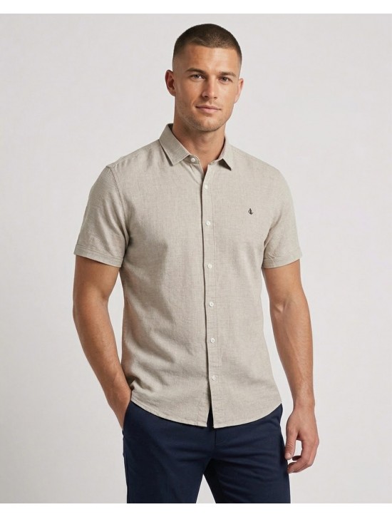 Pamuk Keten Armürlü Smart Casual Erkek Gömlek
